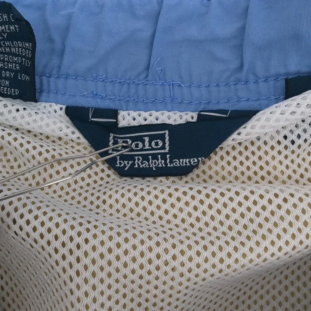 Vtg Polo Ralph Lauren Swim Trunks Cargo Pocket Drawstring Men's Large Flesh Pony